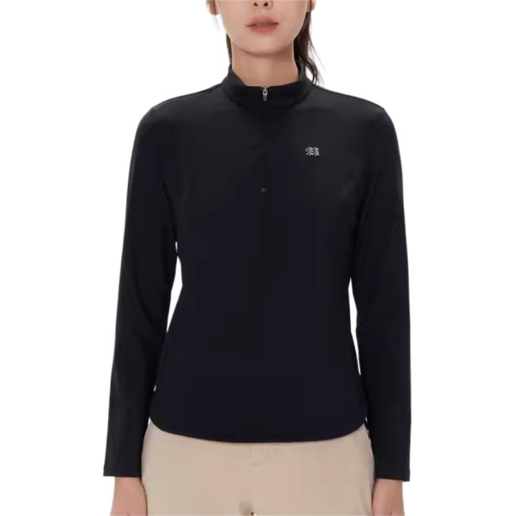 Kolon Sport Hiking Series Outdoor Stretch Half-Zip Logo Slim Fit Long Sleeve T-Shirt Women tops LKZT4WNO02