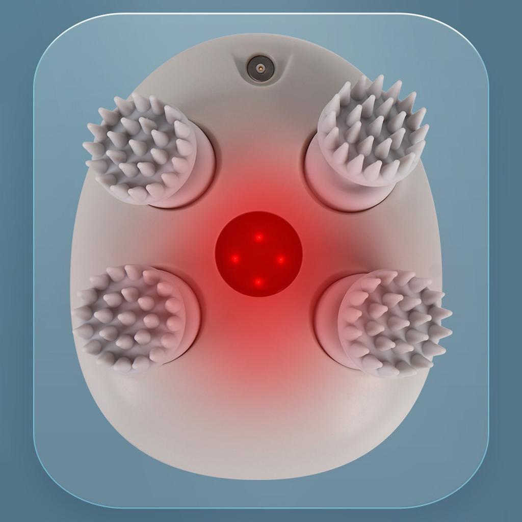 Small Portable Head Massager Hot Compress Red Light Waterproof Stress Relief Tool for Scalp Relax for Deep Cleansing