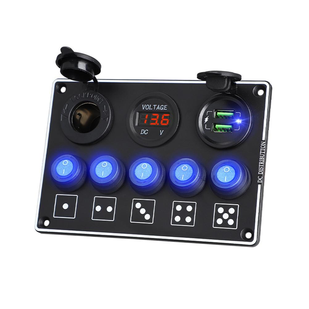 Fast Charge LED Voltmeter 12V/24V Car RV Modification Accessories Multi Switch Waterproof Dust-Proof Mobile Phone Charger Panel