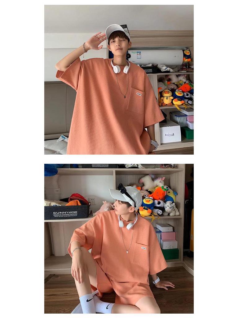 Zijun Trendy Waffle T-Shirt & Wide-Leg Pants Sportswear Set