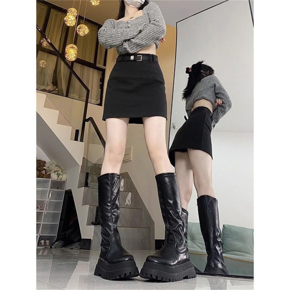 Tight Mini Solid Office Back Beautiful Legs and Winter [SDSXZWG] Skirt, Stretch, Above-the-Knee, Sexy, Color, Women's, Wear, Slimming, Zipper, Butt,