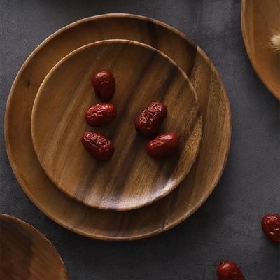 Piatto in legno di acacia, vassoio da portata, piatto per snack, piatto da dessert, piatto per frutta, vassoio per antipasti, piatto grande e piccolo in legno, stoviglie da cucina