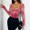 European & American Autumn Christmas Fishbone Pattern Women's Long Sleeve Sexy Bodysuit 60943