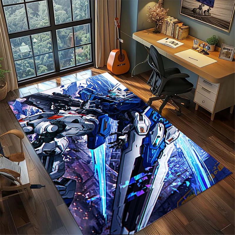 Gundam Gamer Bedroom Mat Large Area Non Slip Washable Rug Home Floor Decor