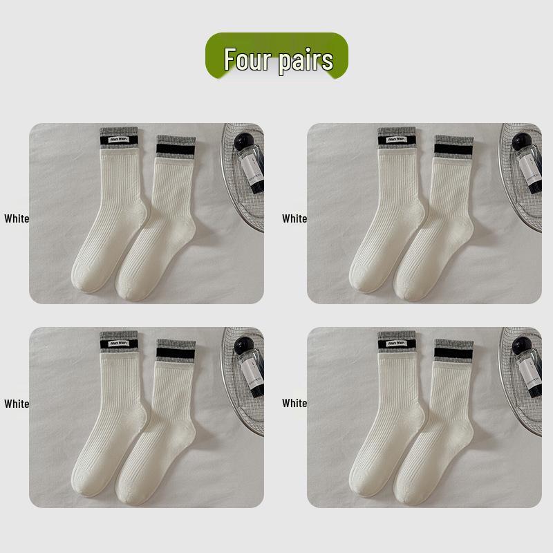 Women's Mid-Calf Cotton Scrunch Socks - Ballet Style Japanese Miu, Versatile for Autumn/Winter