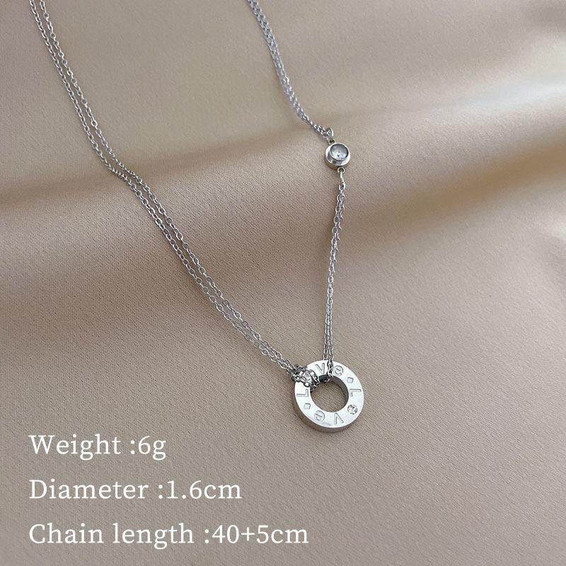 Titanium Steel Ring Love Personalized Minimalist Furnace Real Gold Necklace Female Collarbone Chain With