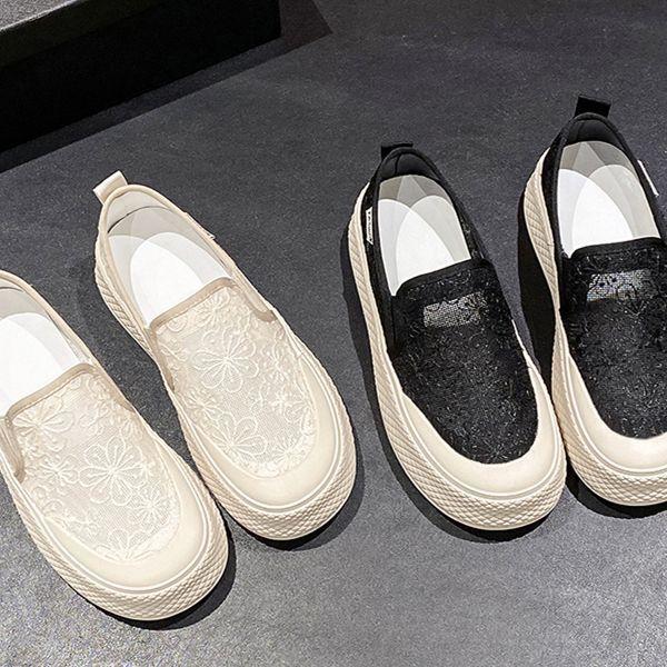 Mesh Little White Shoes Women's 2025 New Summer Woven Thick-soled Original Niche Versatile One-pedal Casual Sports Shoes