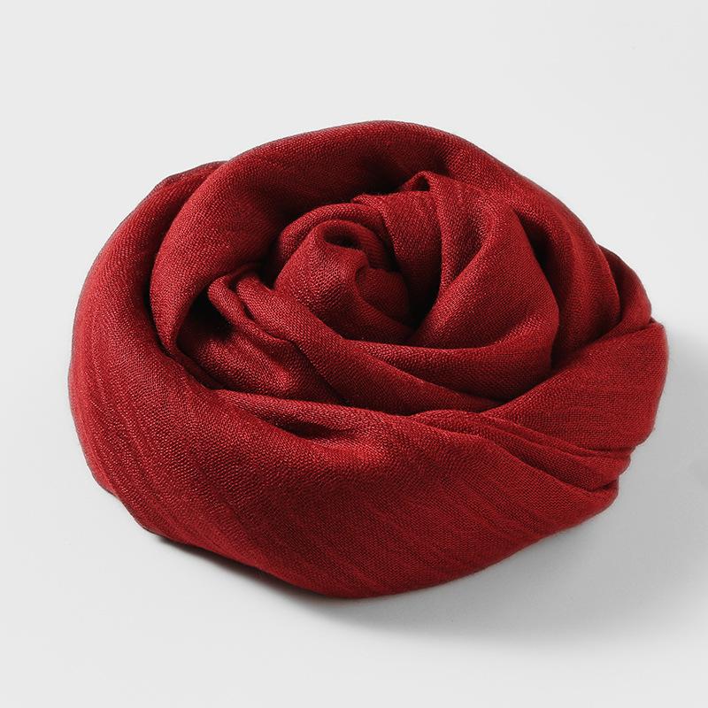 Women's Cotton Linen Artistic Solid Color Silk Scarf, Sun Protection Beach Neck Scarf, Japanese Style Long Gauze Scarf