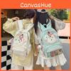 Kawaii Dog College Style Backpack With Spliced Design And 13in Laptop Compartment For Teens