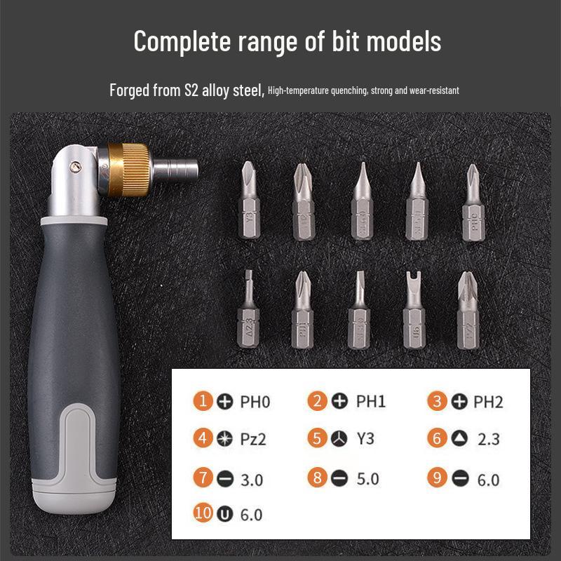 10-in-1 Multi-Angle Ratchet Screwdriver Set with Hidden Bits