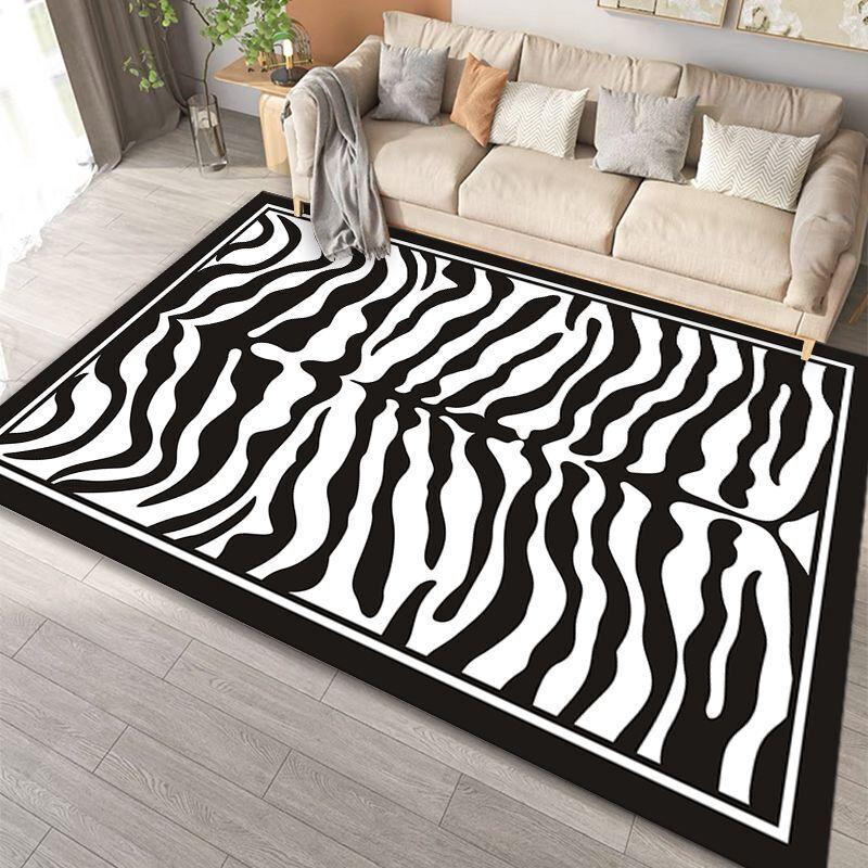 Modern Simple Black White Large Size Rugs for Living Room Light Luxury Sofa Area Carpet Soft Fluffy Bedroom Decor Anti-slip Mats