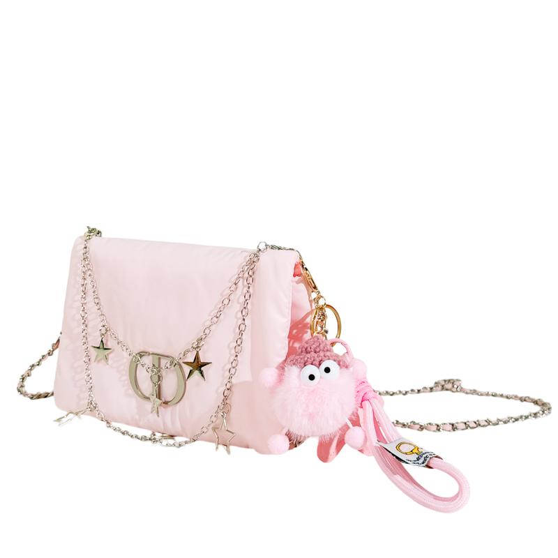 DIOR DIY Style Cosmetic Bag Pink Mist Star Chain Niche Cute Versatile Atmosphere Trendy Sweet Fashion Simple Classic Exquisite Girly Pendant