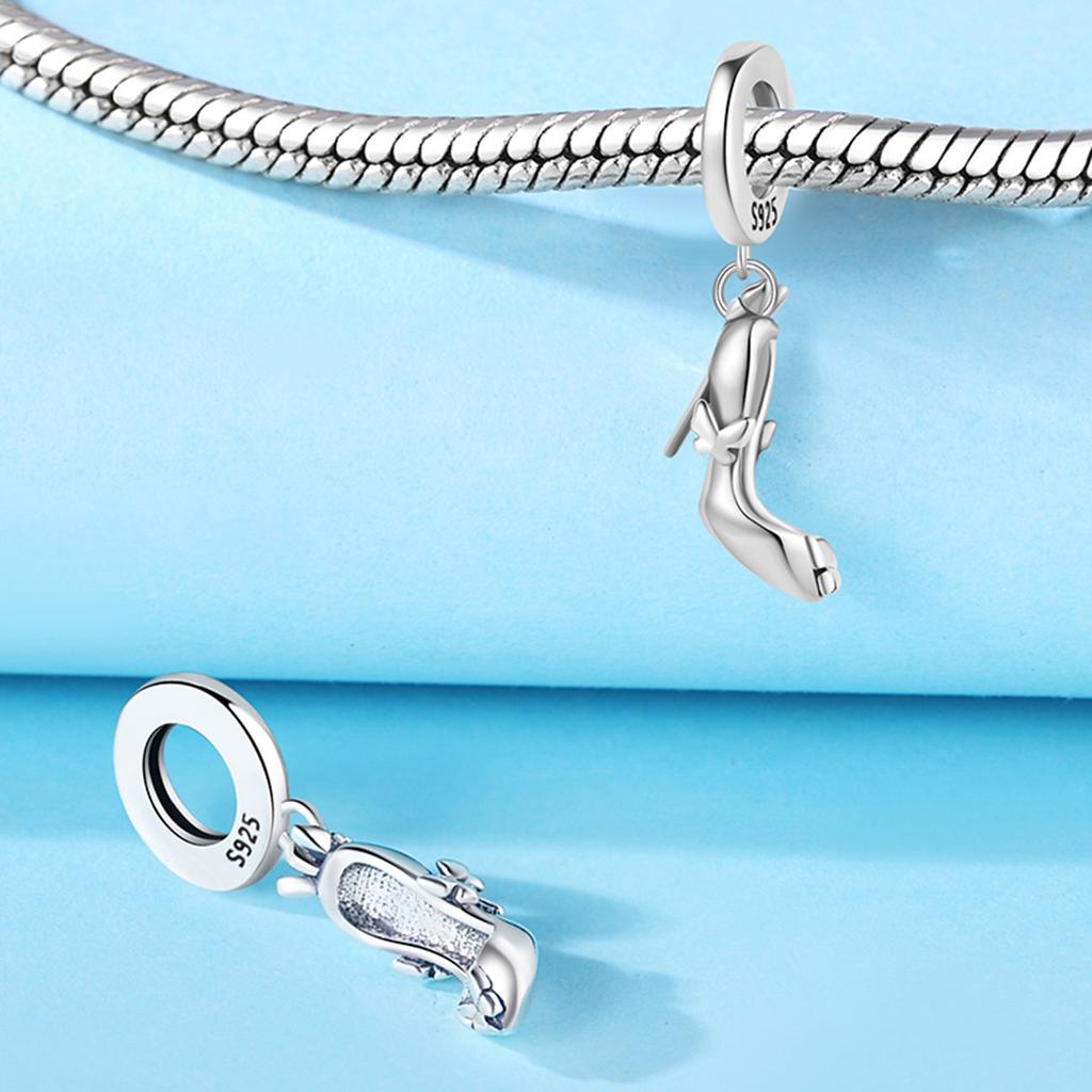 Beads Copper Charms Original Crystal High-Heeled Shoe Pendant Beads Fit Bracelet Jewelry Diy Women Gift Accessory