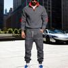 Men's Casual Heavy-duty Fleece Loose Stand-up Collar Casual Sweatshirt, Men's Sportswear Workwear Sweatshirt And Pants Set