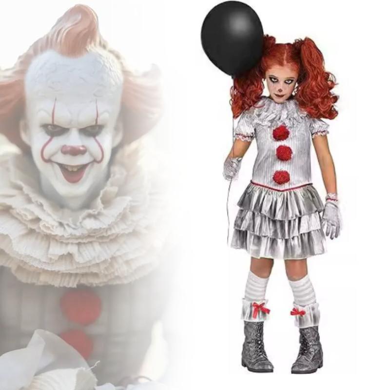 Halloween It Clown Role Playing Costume Set Children Dress For Role Play