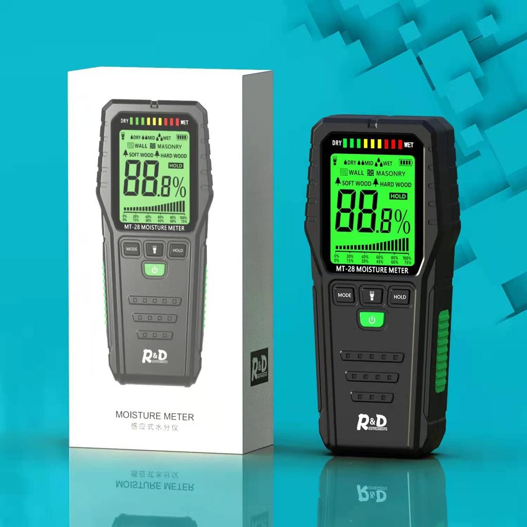 Portable Pinless Wood Moisture Meters Drywall Mold Moisture Detector for Lumber Concrete Building Wall Moisture Sensor Humidity Tester Digital Display