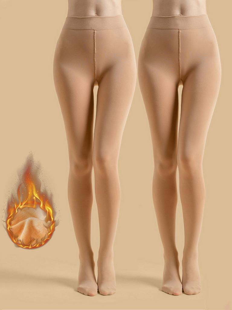 1/2 set of women's opaque fleece warm tight pants, fashionable high elasticity bottom pantyhose