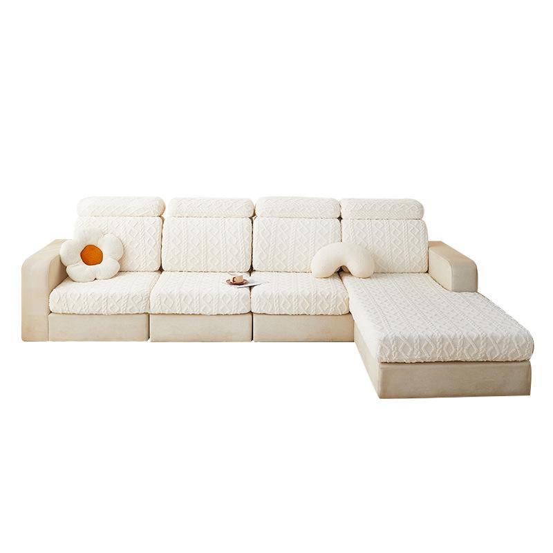 Sofabezug aus Samt im nordischen Stil mit Fleece-Futter, verdickter, einfarbiger Sofabezug für das Wohnzimmer, warm, elastisch, faltenfrei