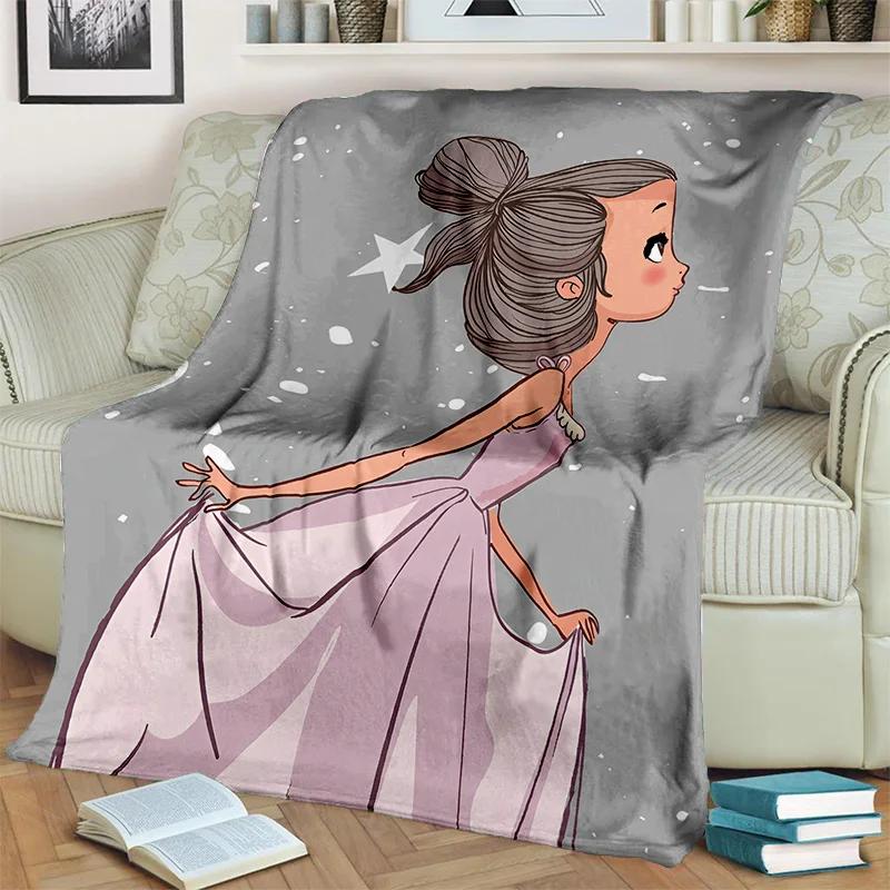 Süßes Ballettmädchen, Ballerina, Fee, Schwan, Einhorn, Cartoon, 3D-Decke, weiche Überwurfdecke für Zuhause, Schlafzimmer, Bett, Sofa, Picknick, Reisen, Kinder