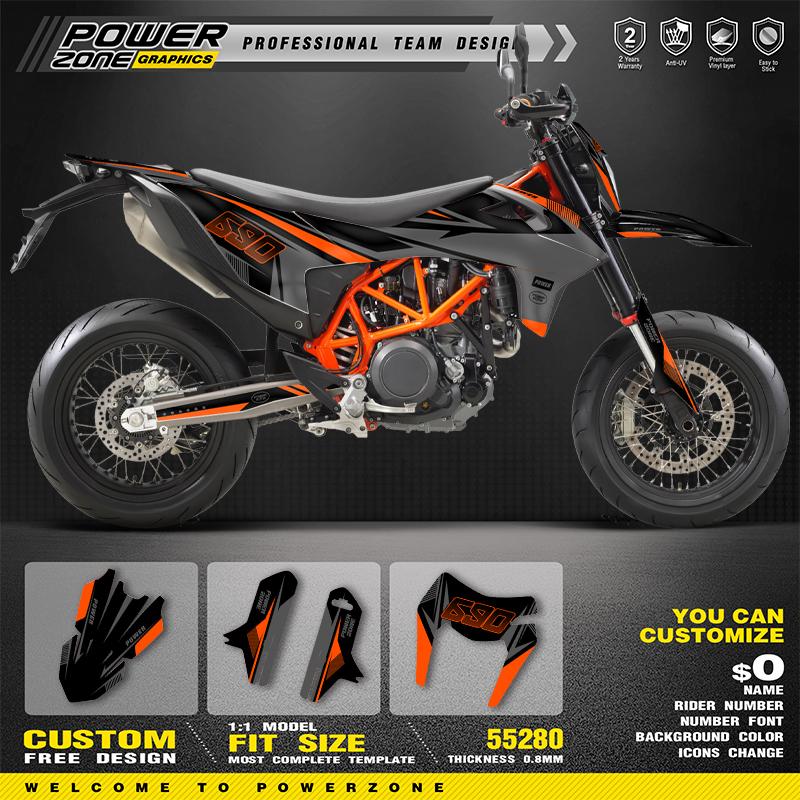 PowerZone Custom Team Graphics Backgrounds Decals for 3M Stickers Kit For KTM 19-21 SMC-R 690 Motorcycle Custom Stickers