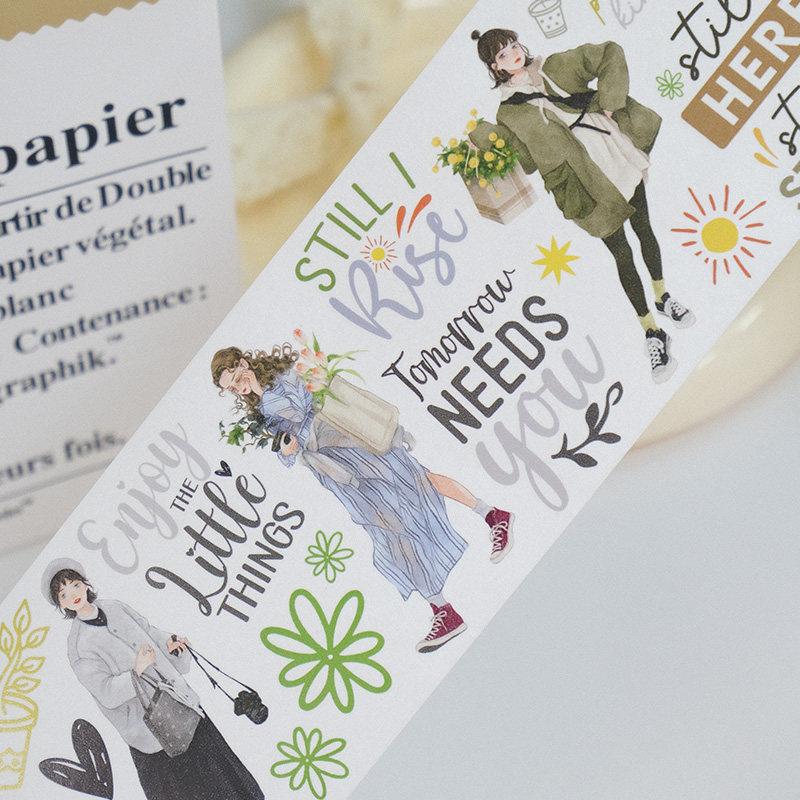WT Washi Pet Tape Jiaying How Many Die Cut Handbook Girls (original Jiaying Series Relayout)