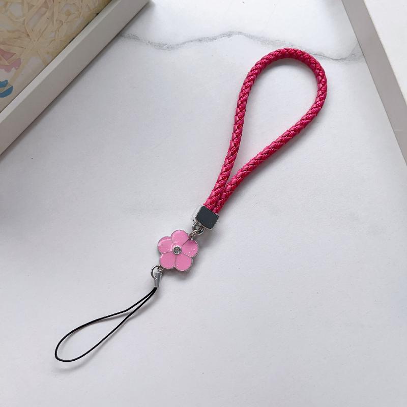 Braided Phone Wrist Lanyard With Durable Woven Strap Cute Flower Pendant For Phones Keys Daily Use