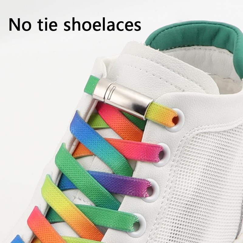 Magnetic Lock Shoe Laces Rainbow Elastic Laces Sneakers No Tie Shoelaces Without Ties Shoelace for Shoes Adults Kids Shoestrings