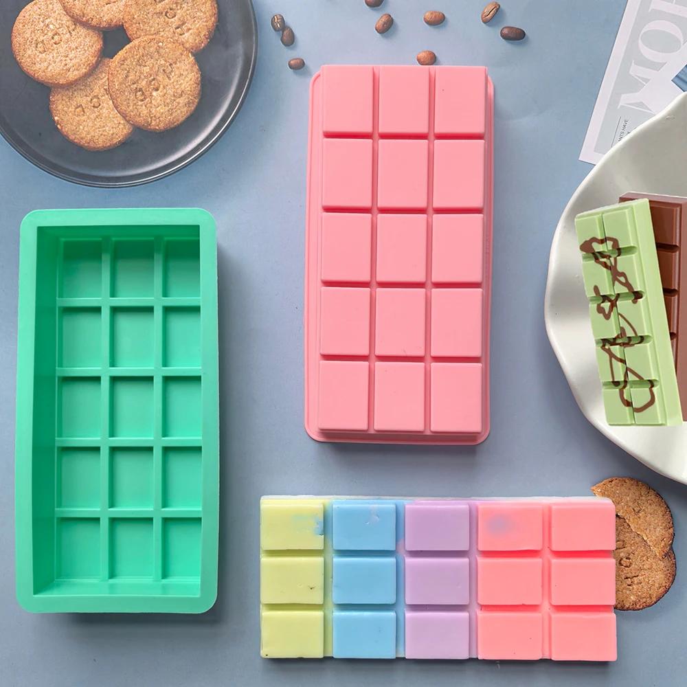 1pc 15 Grid Full Page Chocolate Bar Mold Silicone Dubai Pistachio Chocolate Bar Thick Mold for Filling Bar Baking Mold Ice Cube