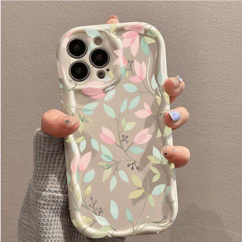 Cute Flower Leaves Wave Phone Case for IPhone 17 16 15 11 12 13 14 Pro Max for fPhone 14 15 16 Plus 16e 17e Shockproof Cover