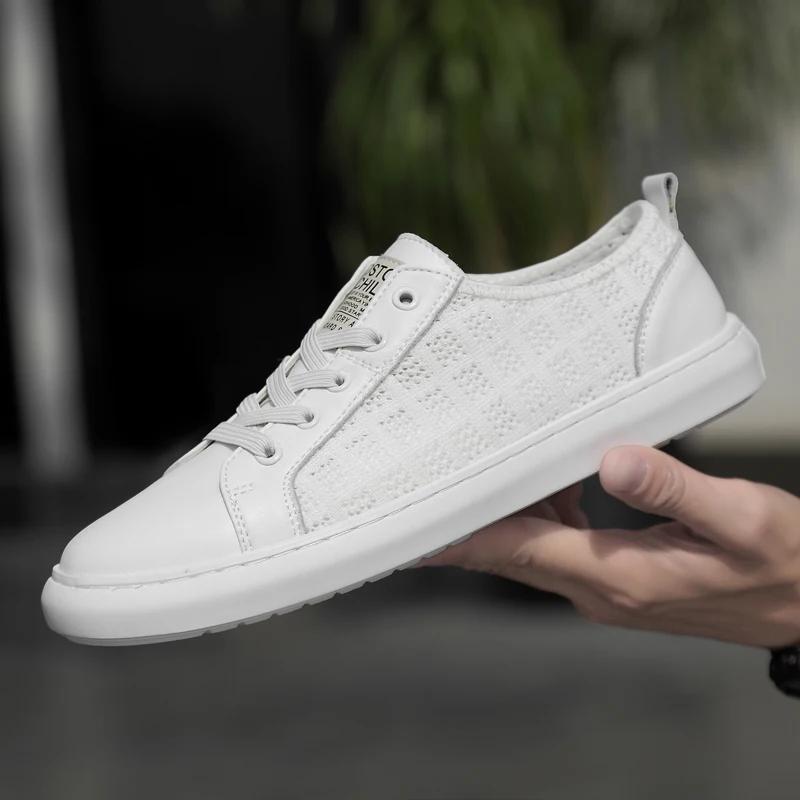 

Модная модная сетчатая обувь мужская лето Мужская повседневная обувь на шнуровке Кроссовки Дышащая Удобная обувь удобная для улицы Мужская обувь 10.5 белый