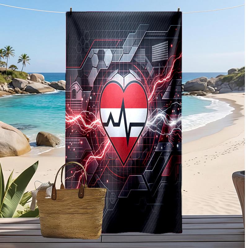 Österreich Fußball Druck Strandtuch Schnelltrocknend Super Saugfähig Weiches Badetuch zum Schwimmen Strand Reisen Fan Souvenir Geschenk