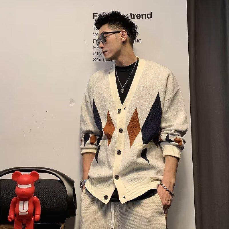 Cardigan en maille tendance coupe ample pour homme - Style Hong Kong High Street Printemps