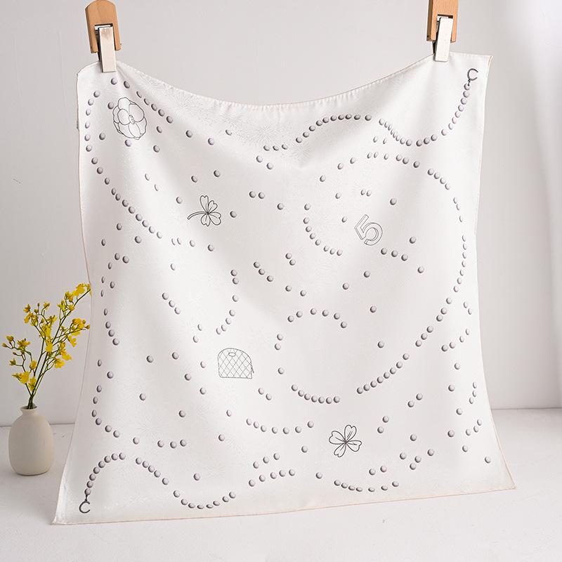 [Flower dill fireworks pattern] 100% mulberry silk texture small fragrant silk scarf women s spring and summer fashion silk scarf 65cm