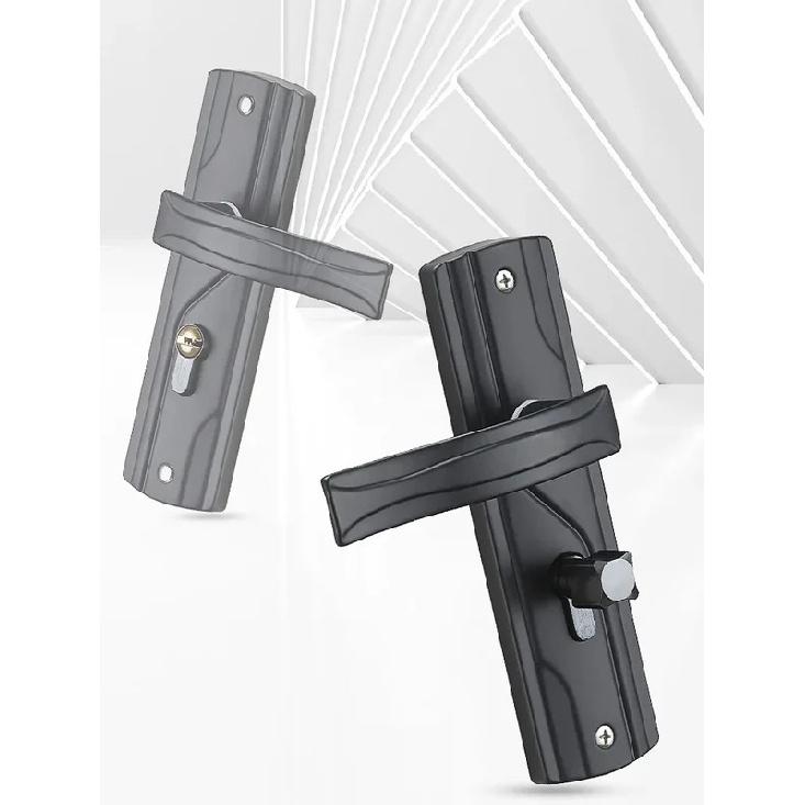 Door Handle Lock Manganese Steel Silent Bearing Universal Door Lever Lock Set with Keys for Home Bedroom Black