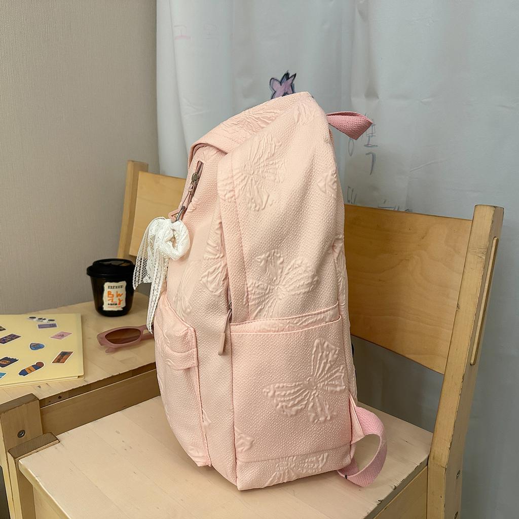 Schultasche Koreanische Version Einfach Einfarbig Mädchen Rucksack Outdoor Freizeit Rucksack Mittelschüler Campus Schultasche Große Kapazität Rucksack