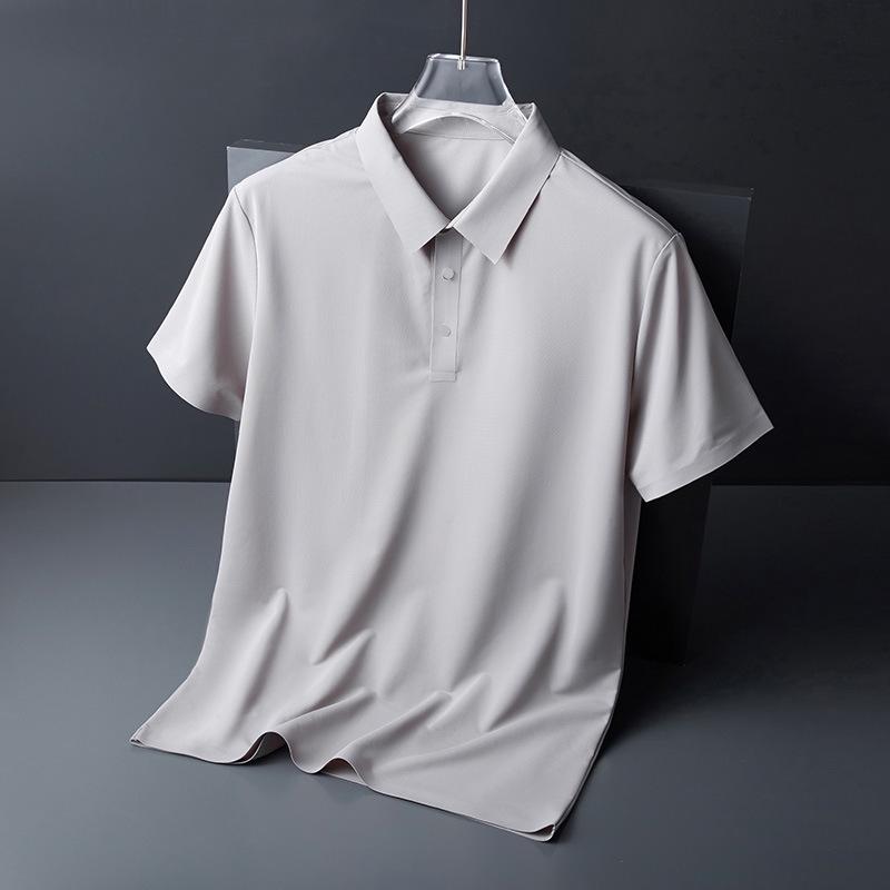 Men's Ice Silk Seamless Short Sleeve Polo Shirt – Business Casual Summer T-Shirt