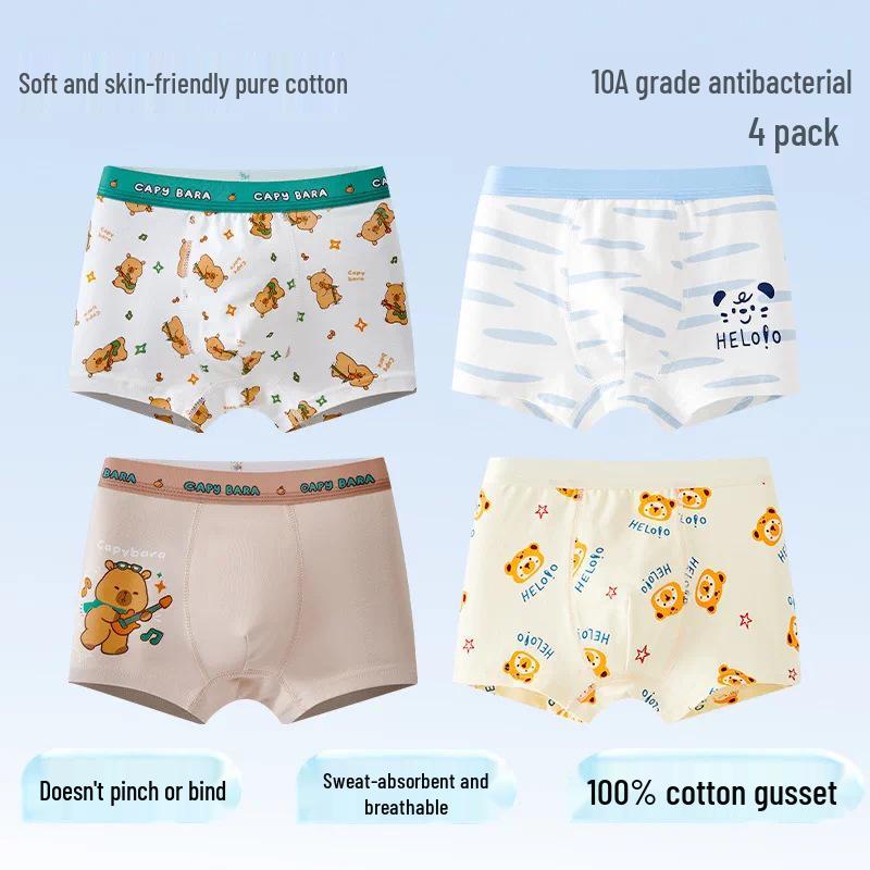 Boys' Pure Cotton Boxer Briefs, Ages 6-12, Comfortable Fit, No Pinching