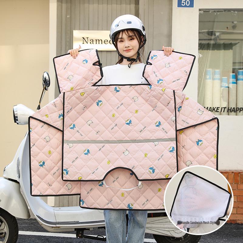 Windschutzscheibe für Elektrofahrrad: Sommer-Sonnenschutz, Sonnenschutzmittel, Winddicht, Doppelseitige wasserdichte Steppdecke für Frühling & Herbst.