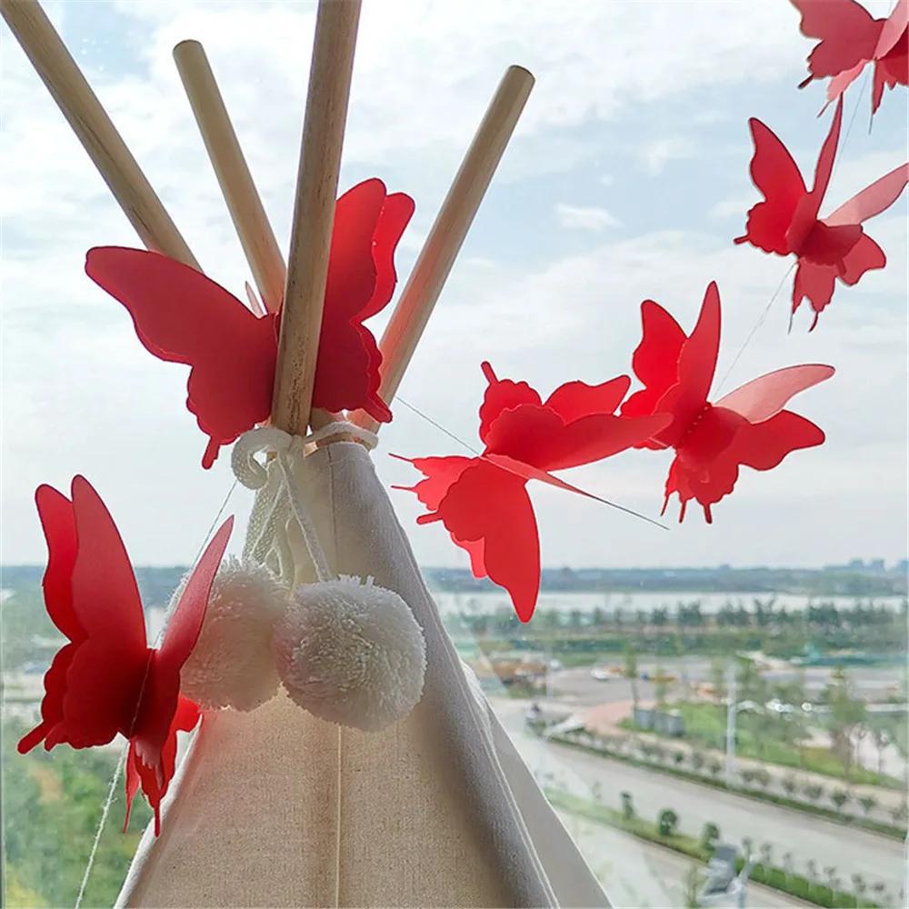 3D Colorful Butterfly Paper Garland Paper Rope Wedding Arrangement Birthday Party Decoration Supplies Home Decoration