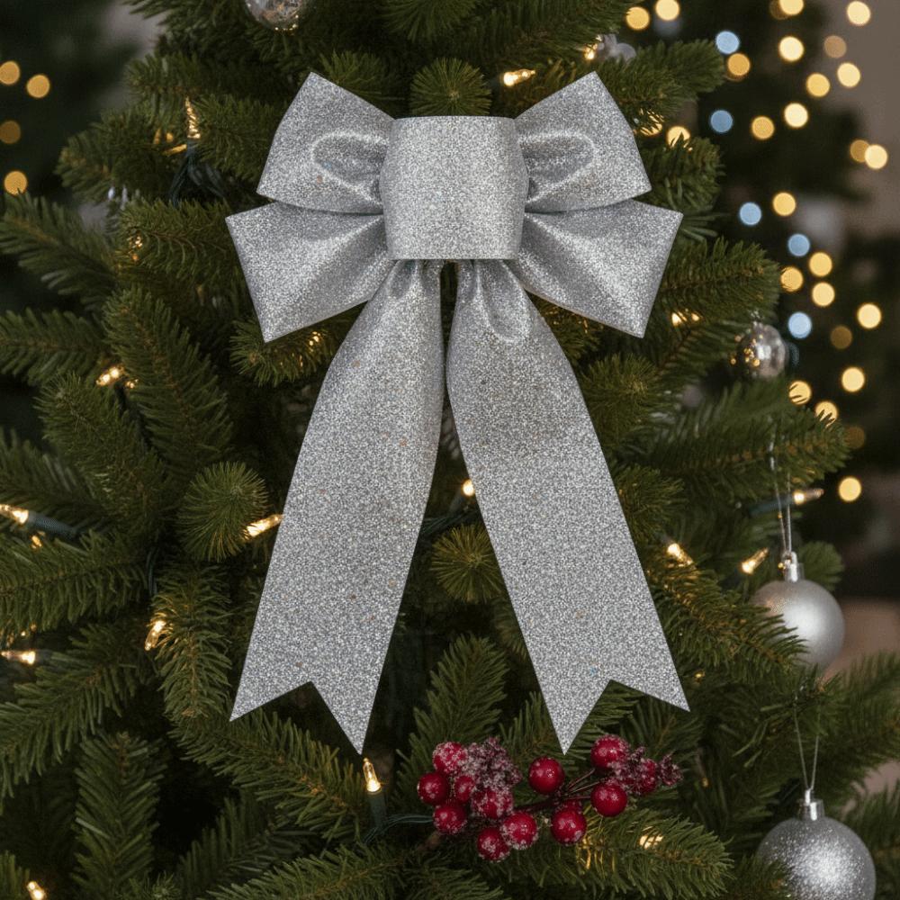 Sparkling Xmas Tree Bowknot Ornament Creative Christmas Hanging Decoration  Xmas Party Supplies