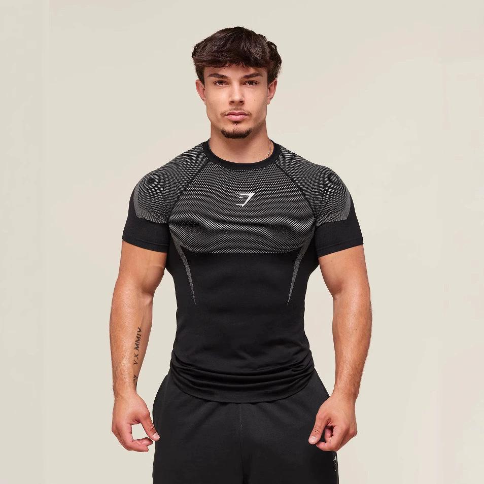 Chose One Nieuw Amerikaans Hardloop Sport T-shirt met Korte Mouwen, Sneldrogend - Elastisch, Ademend en Casual Fitnesskleding L lichtgrijze kleur