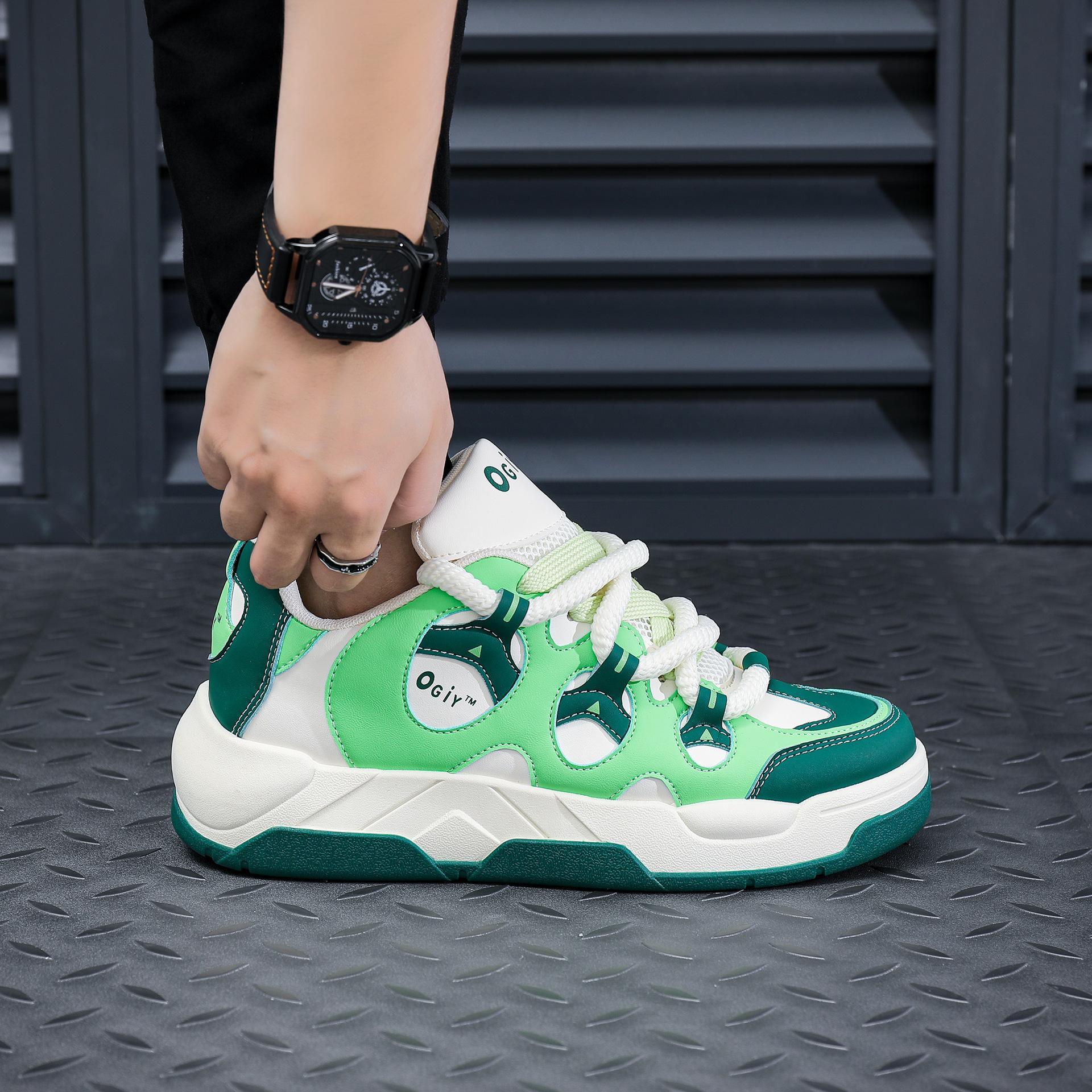 

Новая мужская обувь Осень/Зима Универсальная спортивная обувь для отдыха Модные уличные кроссовки высокого качества Hombre 45 зелёный