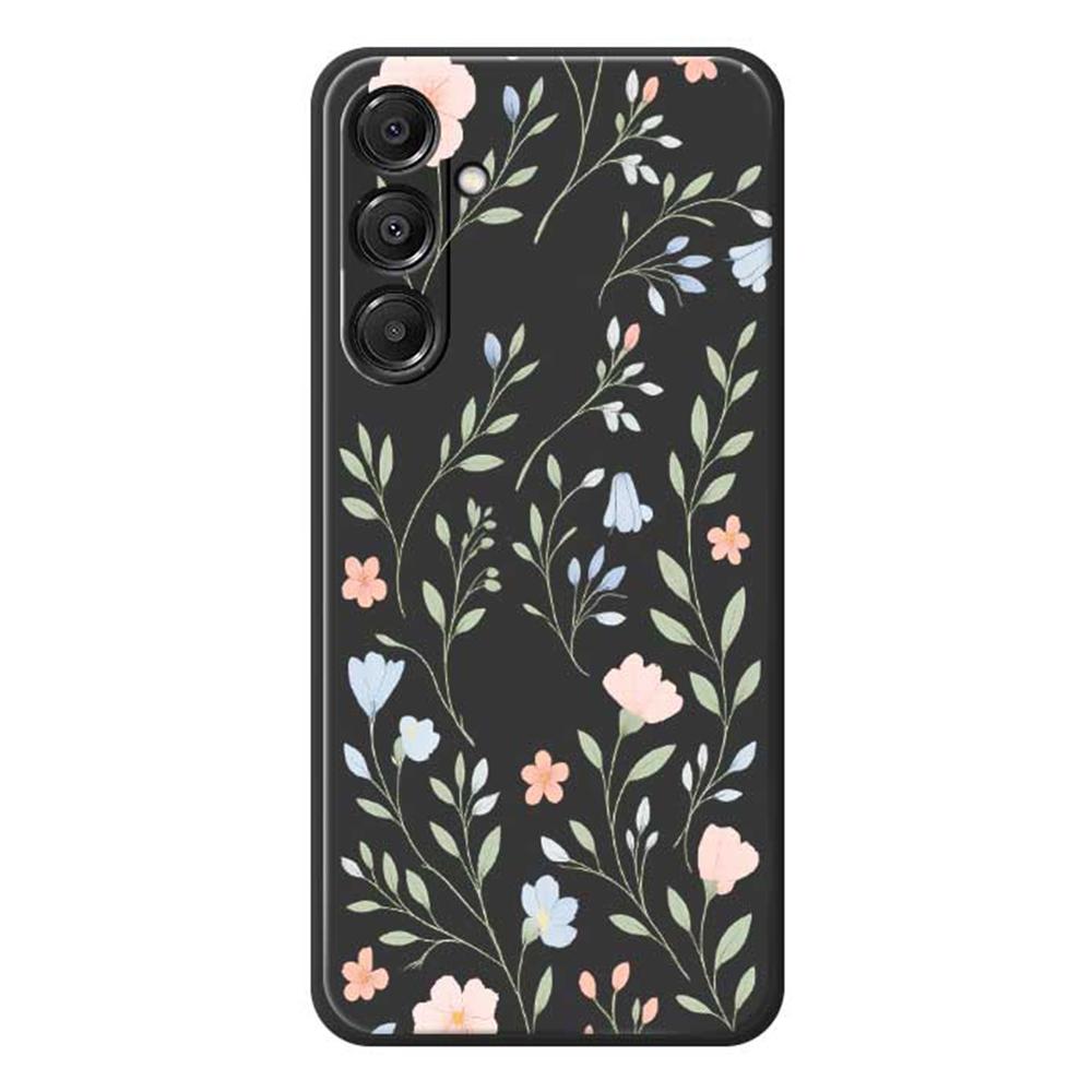 For Samsung Galaxy A16 5G/4G Case Pink Blue Flowers Pattern Printing Straight Edge TPU Phone Back Cover