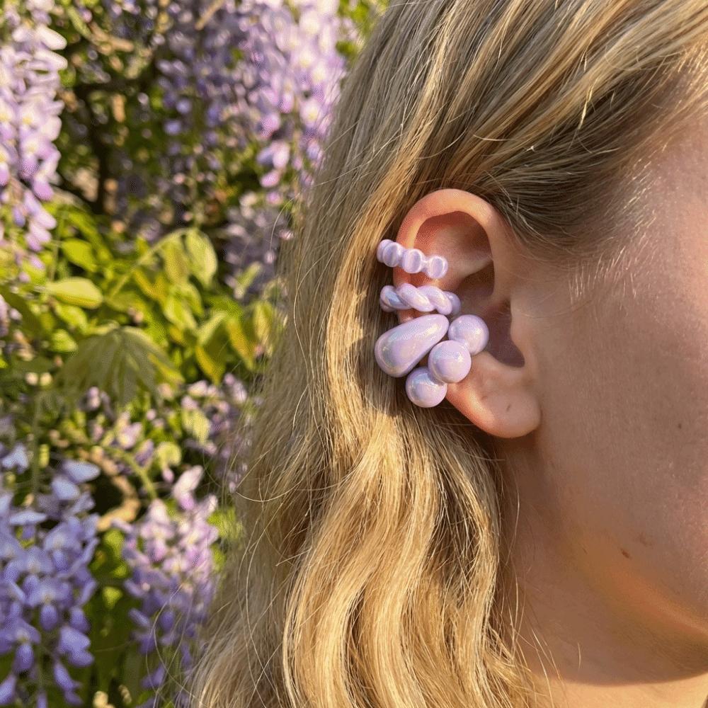 4Pcs/Set Transparent C-ring Threadless Ear Cuffs Colorful Ear Bone Clips Set Clip On Earrings  Party