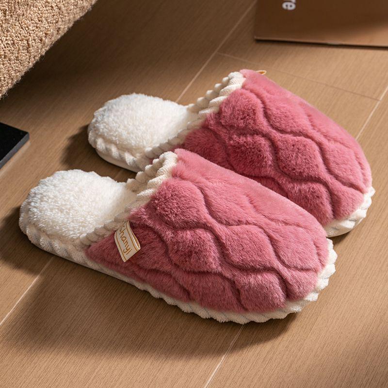 Women's and Men's Plush Non-Slip Cotton Slippers - Indoor Warmth for Spring, Autumn, and Winter