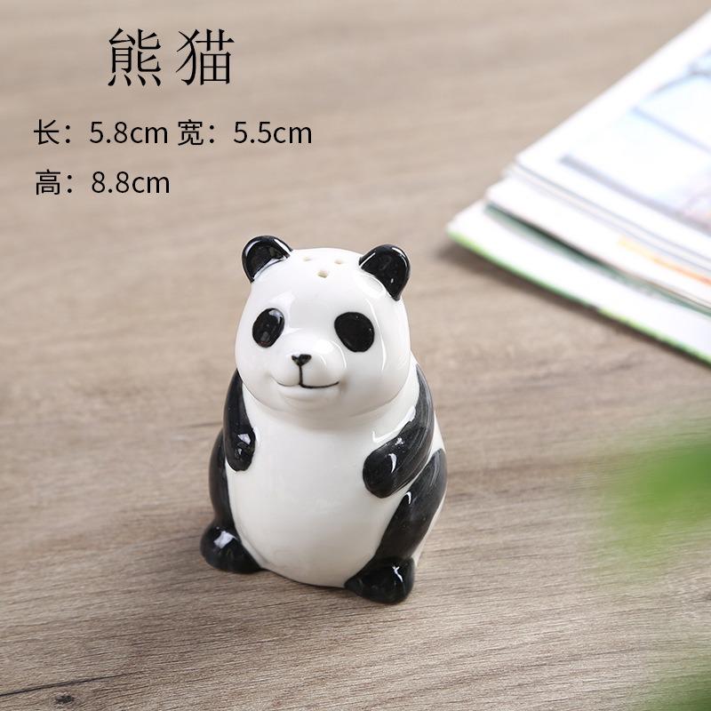 Korean Cartoon Ceramic Pepper Bottle Hand Painted Panda Cruet Condiment Bottle Salt Spice Shaker Home Kitchen Decorate Supplies
