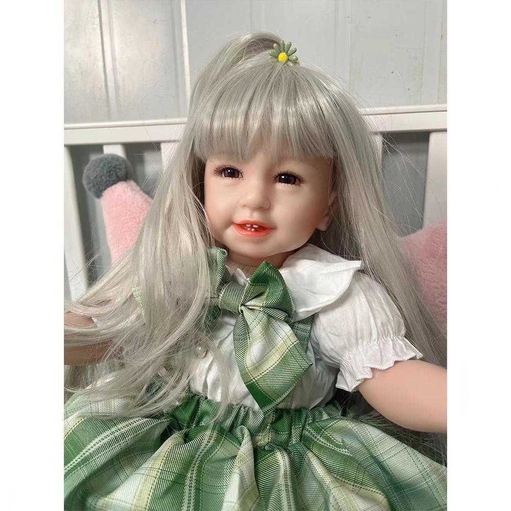KEIUMI High Quality Reborn Baby Dolls Cloth Body Cute 55 cm Boneca Reborn Girl with Long Hair Cosplay Smile Bebe Toy