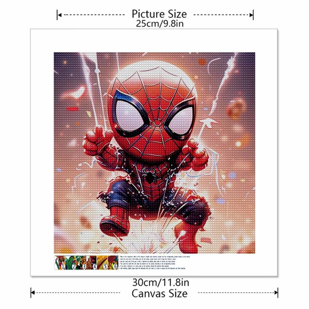 5D DIY Diamond Painting Decorative Q Version Spider-Man Full Round Drill Scenery Diamond Embroidery Cross Stitch Kits Home Decor Gift
