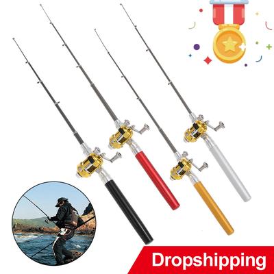 2025 Portable Mini Fishing Rod Pocket Telescopic Rod Pen Shape Folding Fishing Rod with Reel Wheel Fishing Gear Set Outdoor River and Lake Fishing