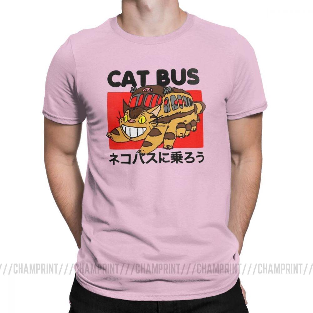 Men S T Shirt Cat Bus Funny Cotton Tee Shirt Short Sleeve My Neighbor Totoro T